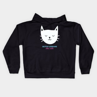 Butch lesbian cute cat Kids Hoodie